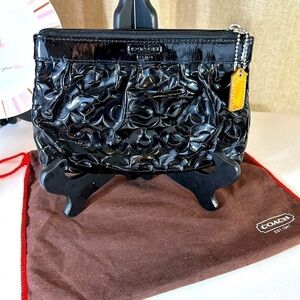 Coach black Patent leather clutch with dust bag